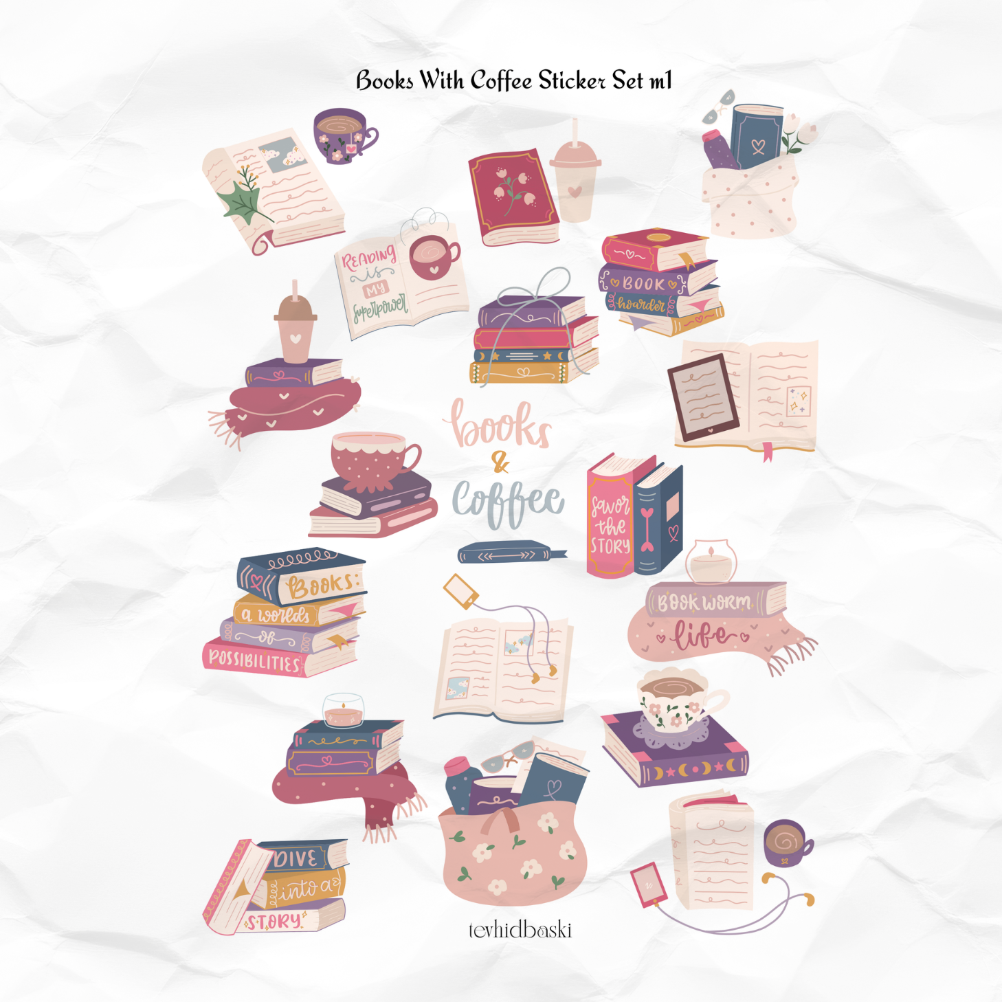 bookswithcoffeestickersetm1.site Books With Coffee Sticker Set m1 - Görsel 1