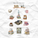 Kitap ve Kahve Sticker Set 2